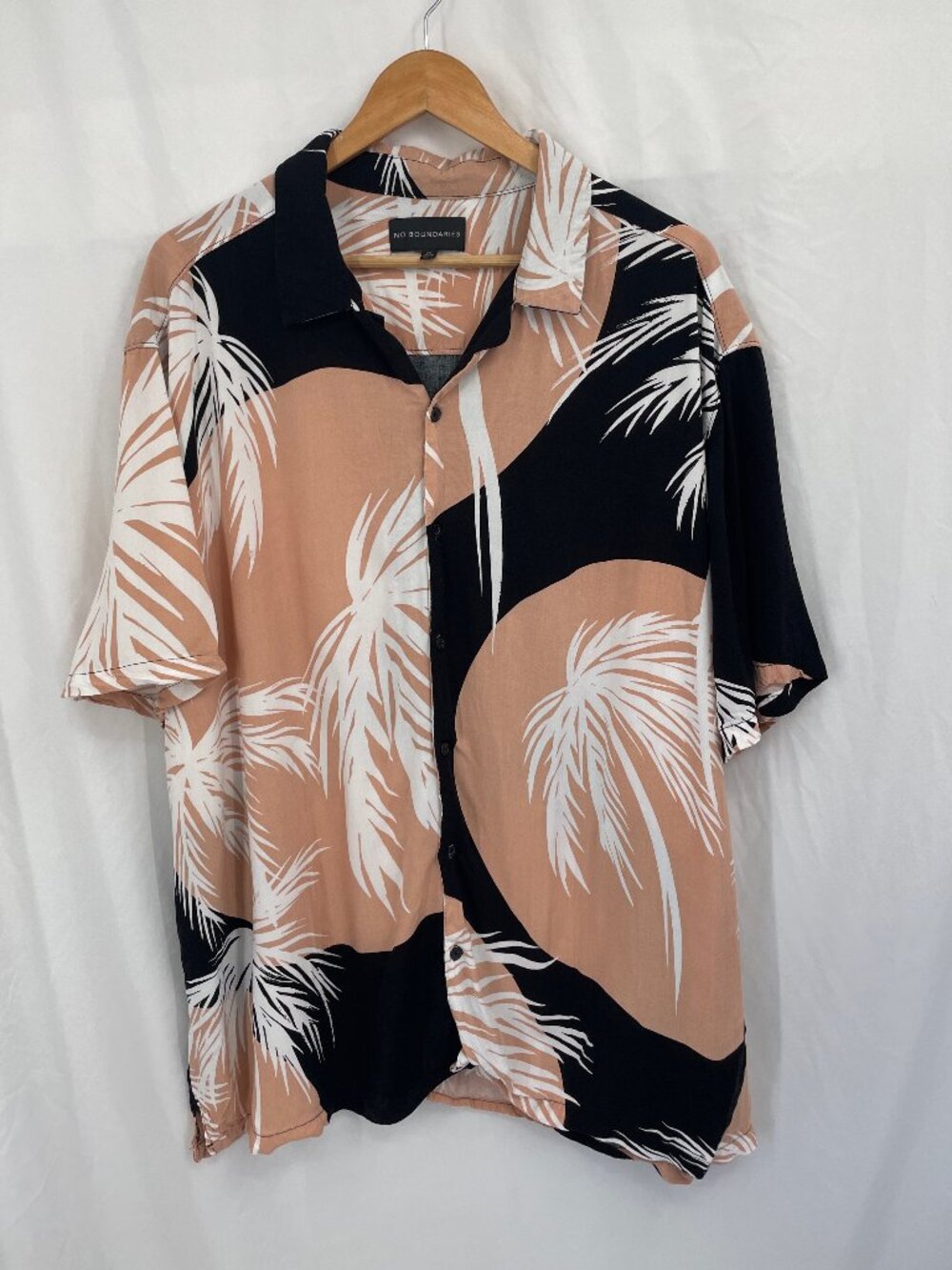 No Boundaries Hawaiian Button Up Shirt Orange and Black
